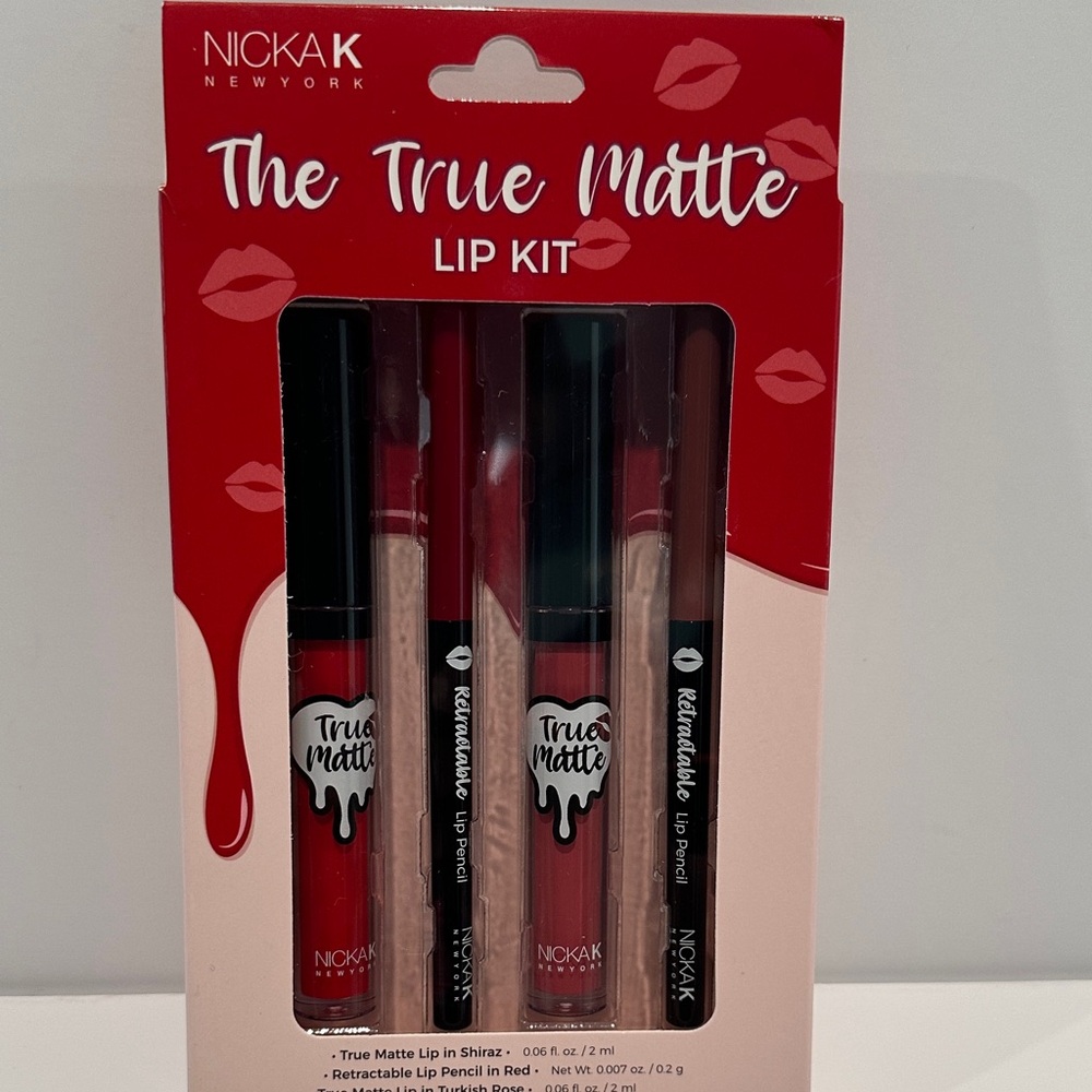 NICKA K The True Mayte Lip Kit in Red and Turkish Rose Colors.